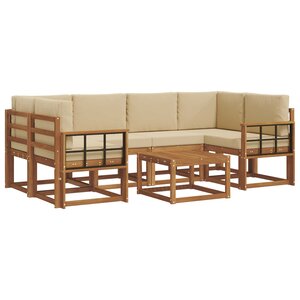 vidaXL Ensemble de canapés d'extérieur 7 pc Naturel et Beige
