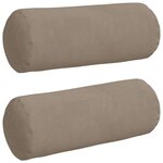 vidaXL Coussins d'accent 2 Pièces Taupe Ø 15 x 40 cm Tissu en microfibre