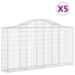 vidaXL Paniers à gabions arqués 5 Pièces 200x30x100/120 cm Fer galvanisé