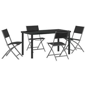 vidaXL Ensemble de salle à manger pour jardin 5 Pièces Noir