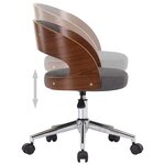 vidaXL Chaise pivotante à manger Gris Bois courbé et tissu
