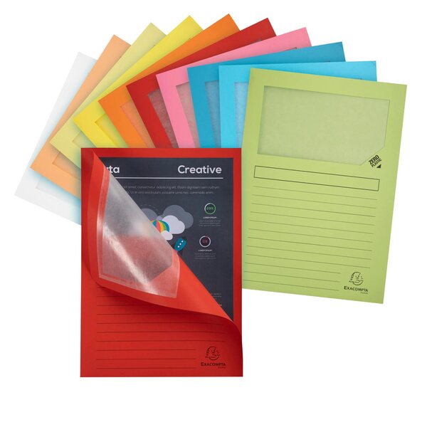 Paquet De 100 Chemises À Fenêtre Super 160g/m2 - 22x31cm - Couleurs Assorties - Exacompta