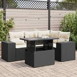vidaXL Salon de jardin 5 Pièces avec coussins noir résine tressée