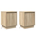 vidaXL Tables de chevet avec lumières LED 2 Pièces Chêne Sonoma 39x34 5x50 cm