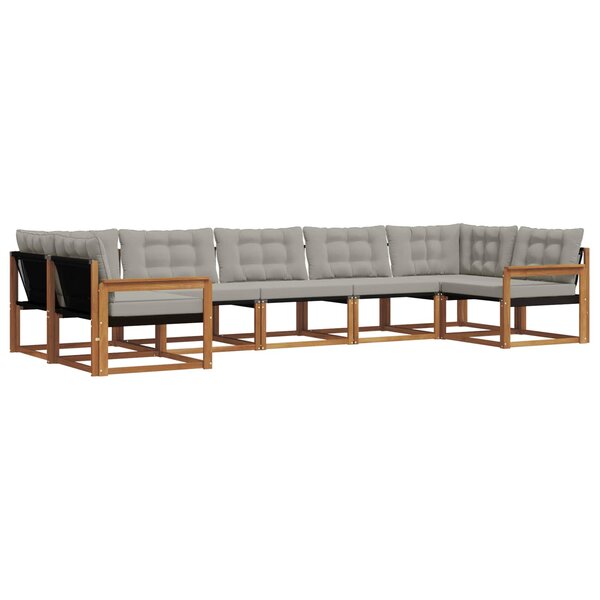 vidaXL Ensemble de canapés d'extérieur 7 Pièces Gris Naturel et Clair