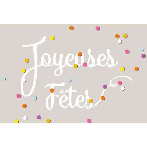 Carte de voeux joyeuses fêtes confettis colorés - draeger paris
