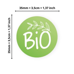 500 Etiquettes Bio Rondes Autocollantes en rouleau - Ø 35 mm  - Bio - 1 rouleau de 500 Stickers pour entrepreneurs  smallbusiness  DIY  scrapbooking.