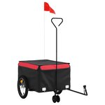 vidaXL Remorque de vélo noir et rouge 45 kg fer