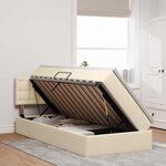 vidaXL Lit avec rangement et LED avec matelas Crème 100 x 200 cm tissu
