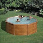Piscine ronde 2.40mx1.20 décoré bois avec renforts