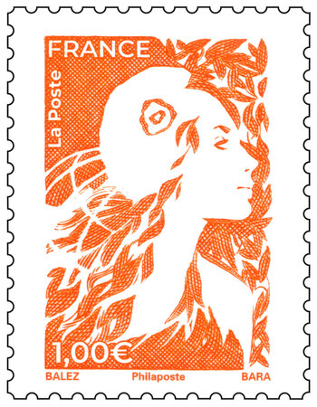 Timbre Marianne de l'avenir - Complément affranchissement 1€ - Orange