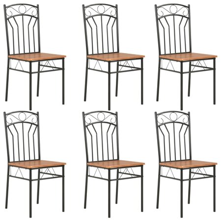 vidaXL Chaises à manger lot de 6 marron MDF