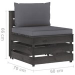 vidaXL Salon de jardin 5 Pièces avec coussins Bois imprégné de gris