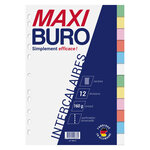 Jeu de 12 intercalaires 3/10e neutres bristol couleur- maxiburo