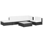 vidaXL Salon de jardin 6 Pièces avec coussins résine tressée noir