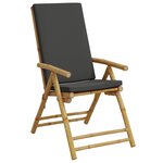 vidaXL Chaises de bistro pliantes lot de 2 coussins gris foncé bambou