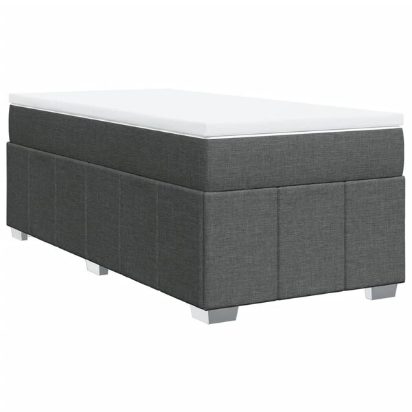 vidaXL Sommier à lattes de lit avec matelas Gris foncé 90x200 cm Tissu