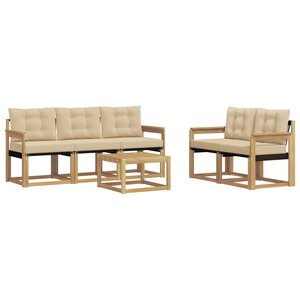 vidaXL Ensemble de canapés d'extérieur 6 Pièces Blanc et Beige