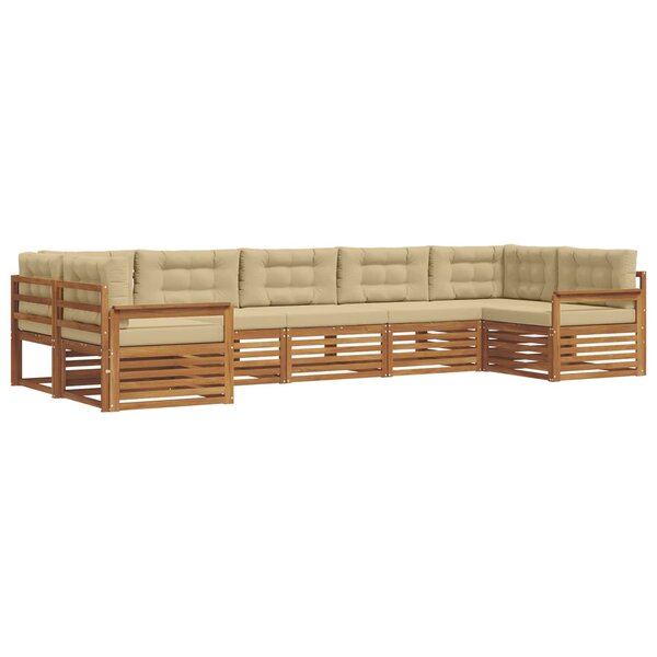 vidaXL Ensemble de canapés d'extérieur 7 pc Naturel et Beige