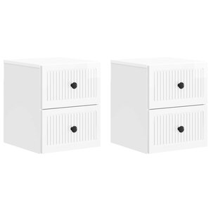 vidaXL Cabinet de chevet mural 2 Pièces Blanc brillant 33 x 34 5 x 40 cm