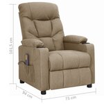 vidaXL Fauteuil de massage Taupe Tissu