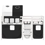 vidaXL Lit mezzanine enfants et tunnel blanc/noir 80x200cm pin massif