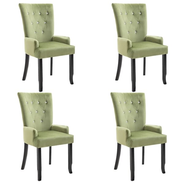vidaXL Chaises à manger et accoudoirs lot de 4 vert clair velours