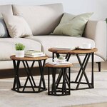 vidaXL Table d'appoint empilable 3 Pièces Bois ancien 53 x 53 x 40 cm