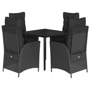 vidaXL Ensemble à manger de jardin coussins 5Pièces Noir Résine tressée
