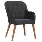 vidaXL Ensemble à manger de jardin avec coussins 3 Pièces noir