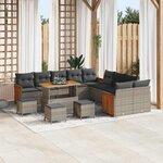 vidaXL Ensemble de canapé de jardin avec coussin 14 Pièces Gris