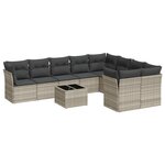 vidaXL Salon de jardin avec coussins 10 Pièces gris clair résine tressée