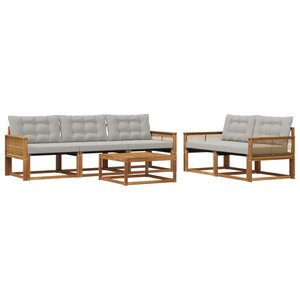 vidaXL Ensemble de canapés d'extérieur 6 Pièces Naturel et gris clair
