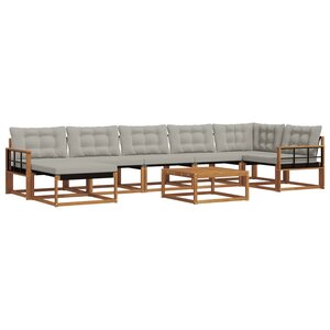 vidaXL Ensemble de canapés d'extérieur 8 Pièces Gris Naturel et Clair