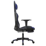 vidaXL Chaise de jeu avec repose-pied Noir et bleu Similicuir