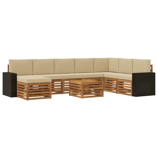 vidaXL Ensemble de canapés d'extérieur 9 pc Naturel et Beige