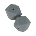 2 perles silicone hexagonales - 17 mm - gris
