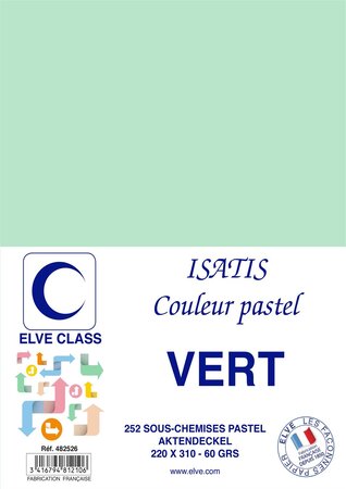 Pqt de 252 Sous-chemises 60 g 220 x 310 mm ISATIS Coloris Pastel Verte ELVE