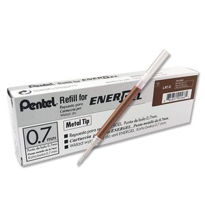 Recharge LR7 pour Roller Energel Liquide Pointe 0 7 Tracé 0 35 mm Marron x 12 PENTEL