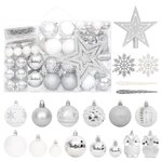 vidaXL Ensemble de boules de Noël 108 Pièces Argenté et blanc