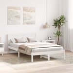 vidaXL Cadre de lit en pin blanc Blanc Pin massif 120 x 190 cm Durable