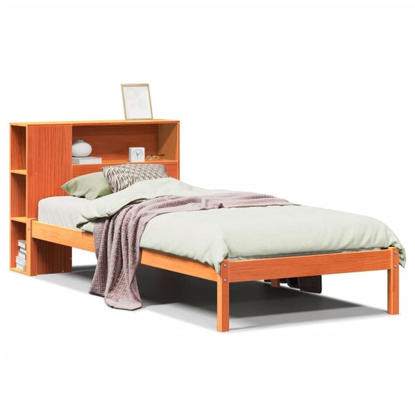 vidaXL Lit bibliothèque sans matelas cire marron 75x190 cm pin massif