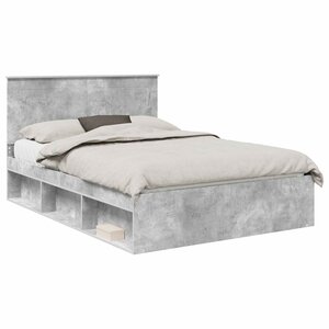 vidaXL Cadre de lit Béton 140 x 190 cm Bois de pin massif