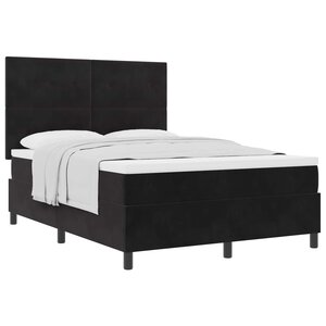 vidaXL Lit à ressorts avec matelas Noir 140 x 200 cm Velours