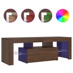 vidaXL Meuble TV avec lumières LED chêne marron 120x35x40 cm