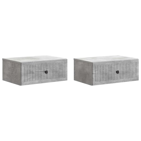 vidaXL Cabinet de chevet 2 Pièces Gris béton 49 x 34 5 x 20 cm