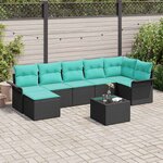 vidaXL Ensemble de canapé de jardin avec stockage 8 Pièces Noir polyrotin