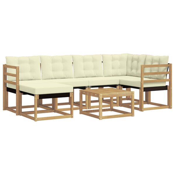 vidaXL Ensemble de canapés d'extérieur 7 pc Blanc et crème