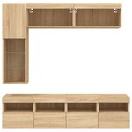 vidaXL Ensemble de meubles TV muraux 7Pièces et lumières LED chêne sonoma