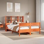 vidaXL Lit bibliothèque sans matelas cire marron 135x190 cm pin massif